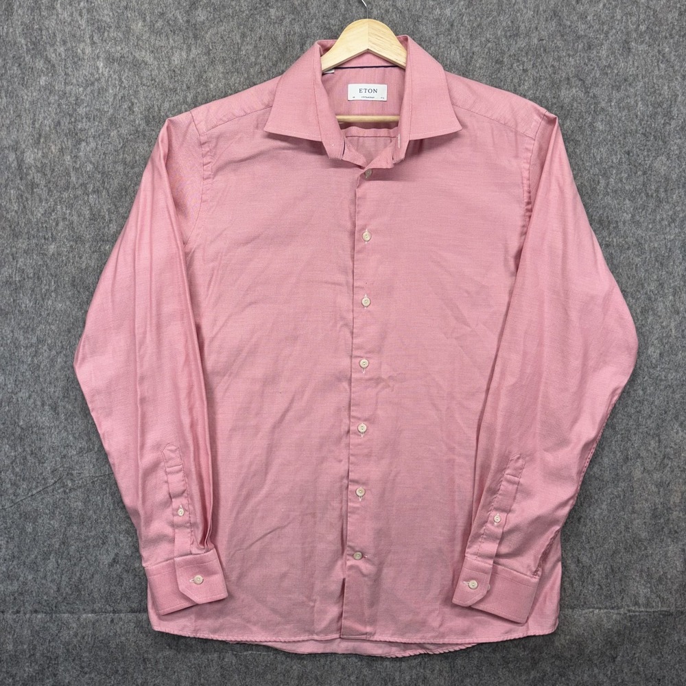 Eton Contemporary Dress Shirt Men's 44 17.5 Pink Button Up Casual Work